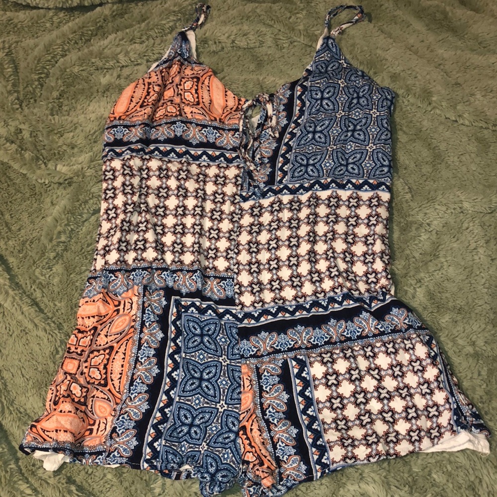 Paisley patterned beach romper
